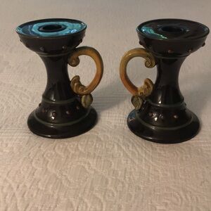 Pair Demdaco Deb Hrabik Chocolate Berries Decorative Candle Holder